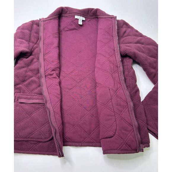 Charter Club Women's Small Quilted Fleece Sweater Full Zip w/ Pockets Faded Plum - Picture 10 of 16